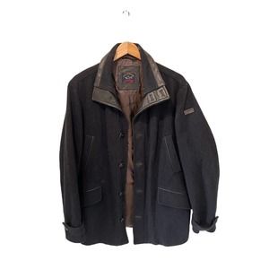 Paul & Shark Wool/Leather Trim Coat Size M